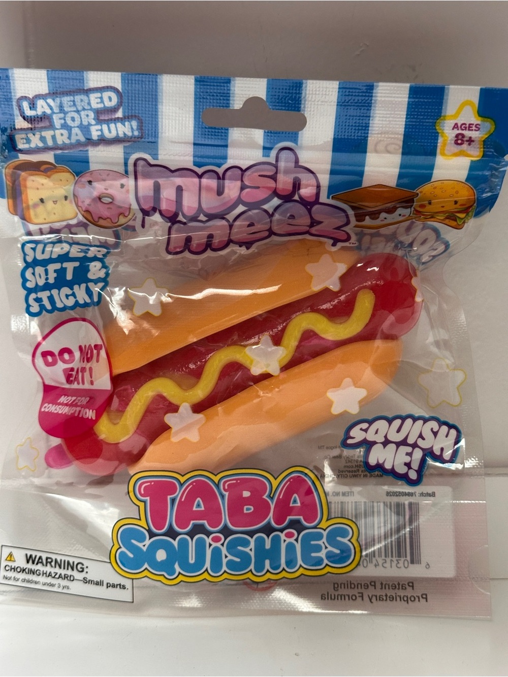 Taba Mushmeez Squishies Squeeze Food Toy - Hot dog. NWT